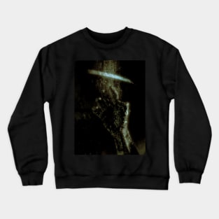 Digital collage and special processing. Person looking on his hand. Bizarre, dark. Colorful. Brown and dirt. Crewneck Sweatshirt